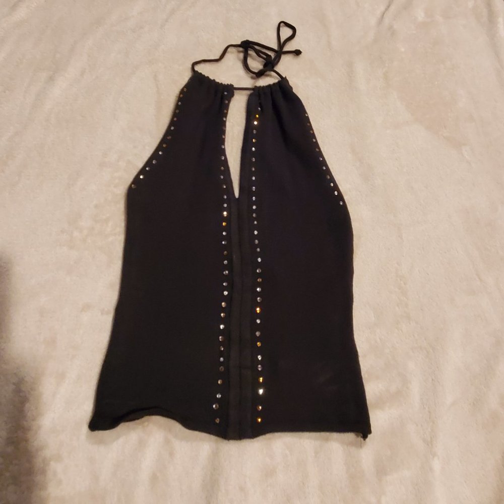 Bebe Black Sequin Halter Top - XS